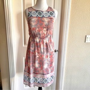 Lucky Brand Pink Paisley Medallion Midi Dress Sz small Sundress